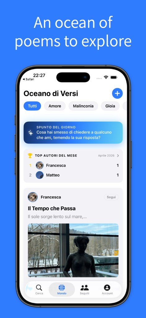 Schermata Mondo di Oceano di versi