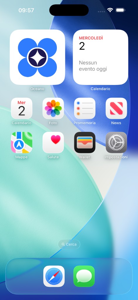 Widget Oceano di versi sulla Home di iPhone